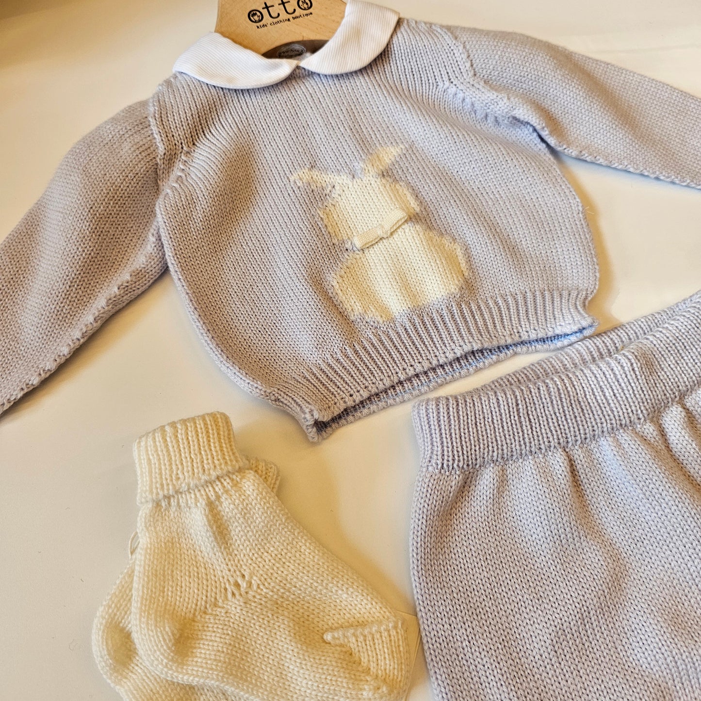Set Maglioncino e Pantaloni in Maglia Bunny