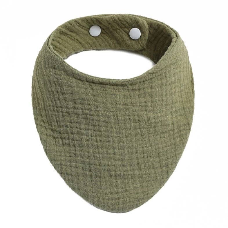 Bavaglino idrofilo per saliva con bottoni a pressione - Khaki