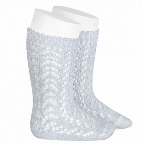 🎀SS26 2528-2Condor calza alta traforata filo lamé