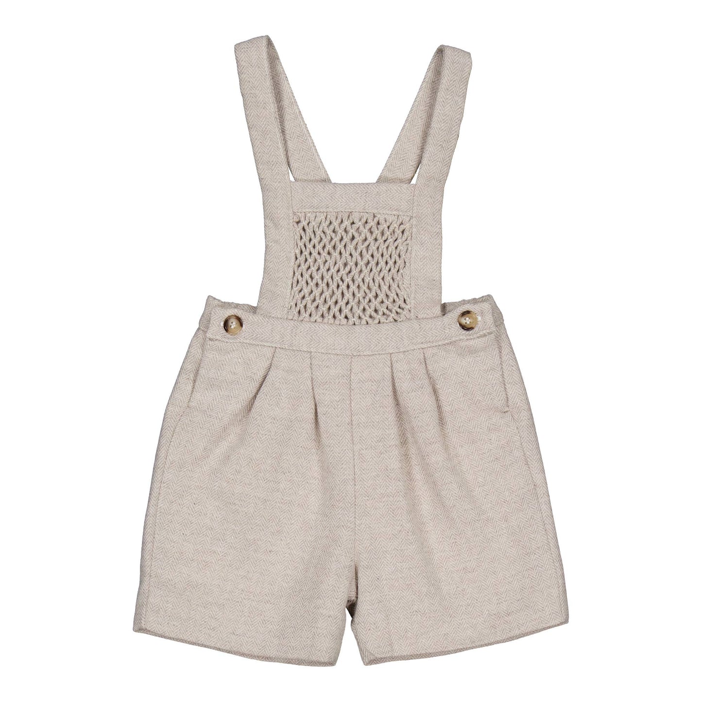 Aurélien, Salopette da Ragazzo, In Spigato Beige di Lana