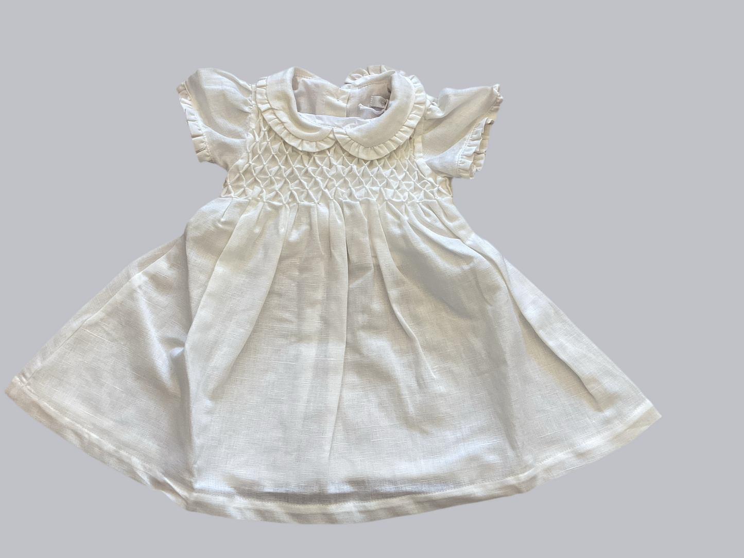 Abitino lino bianco punto smock