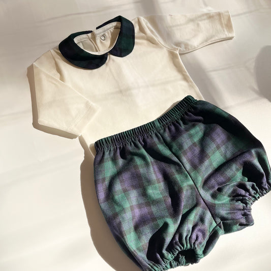 Set culotte + body tartan verde Emmis klemmis