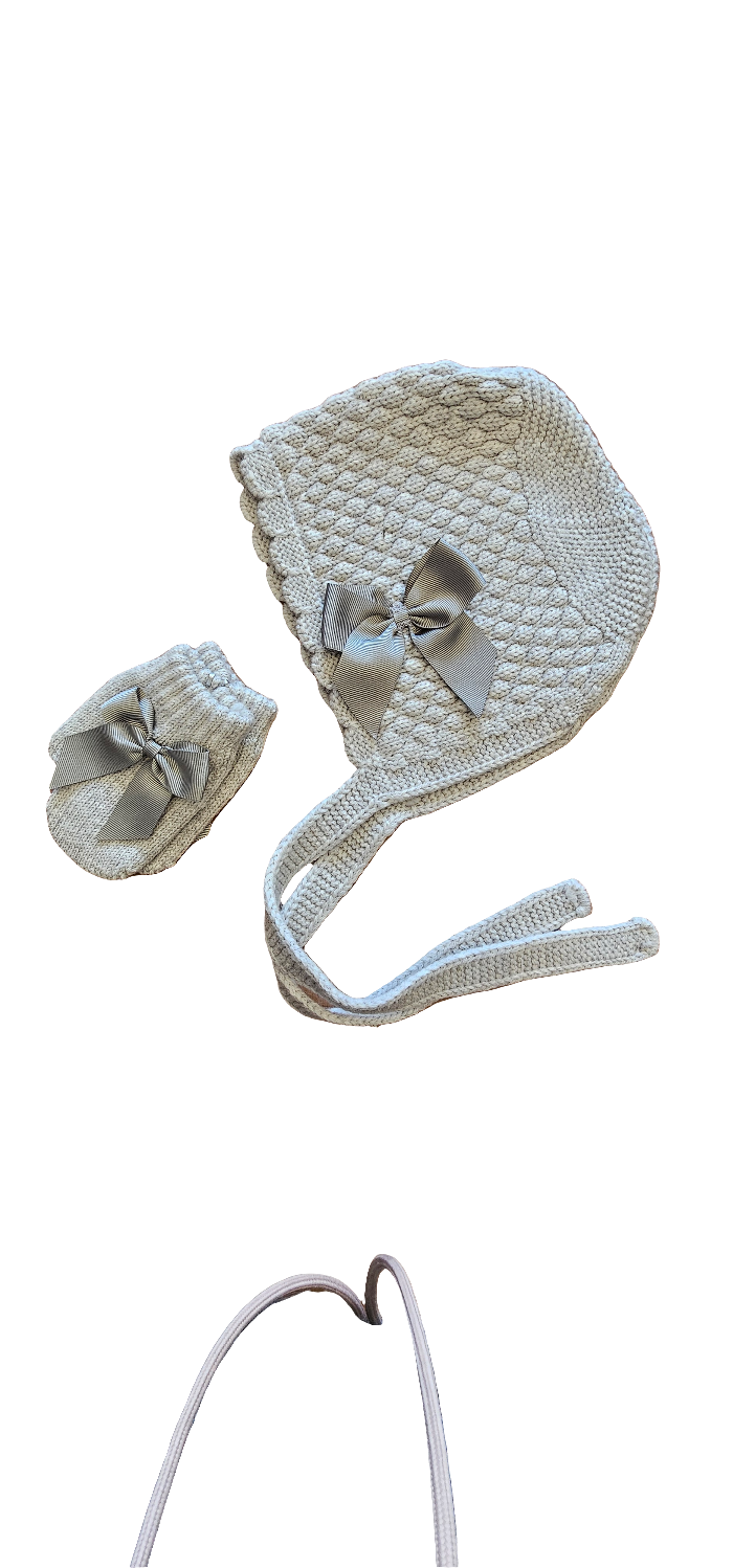 Set cappellino+guanto bimba fiocco