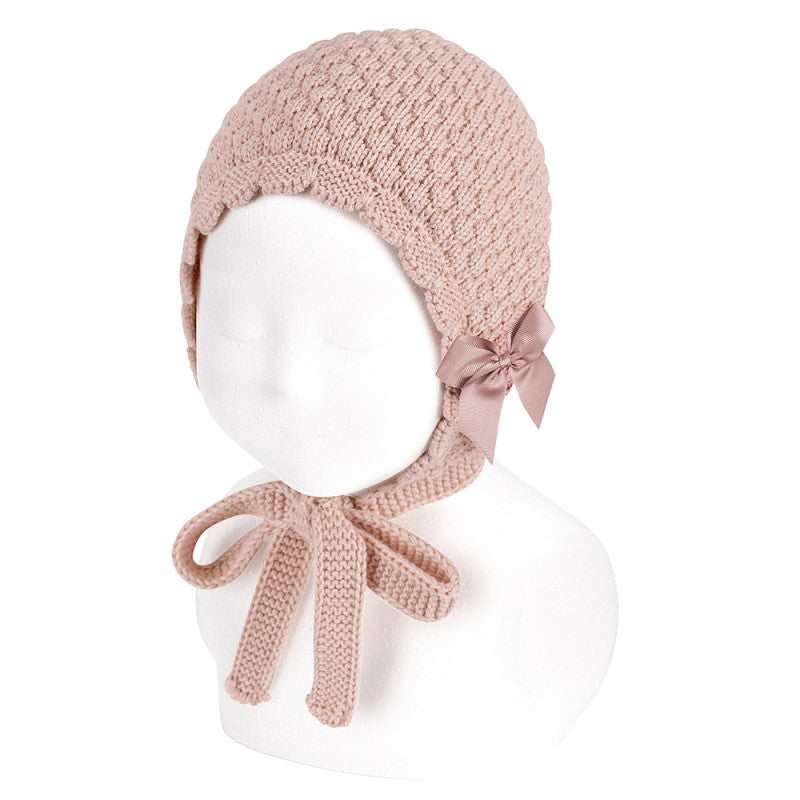 Set cappellino+guanto bimba fiocco