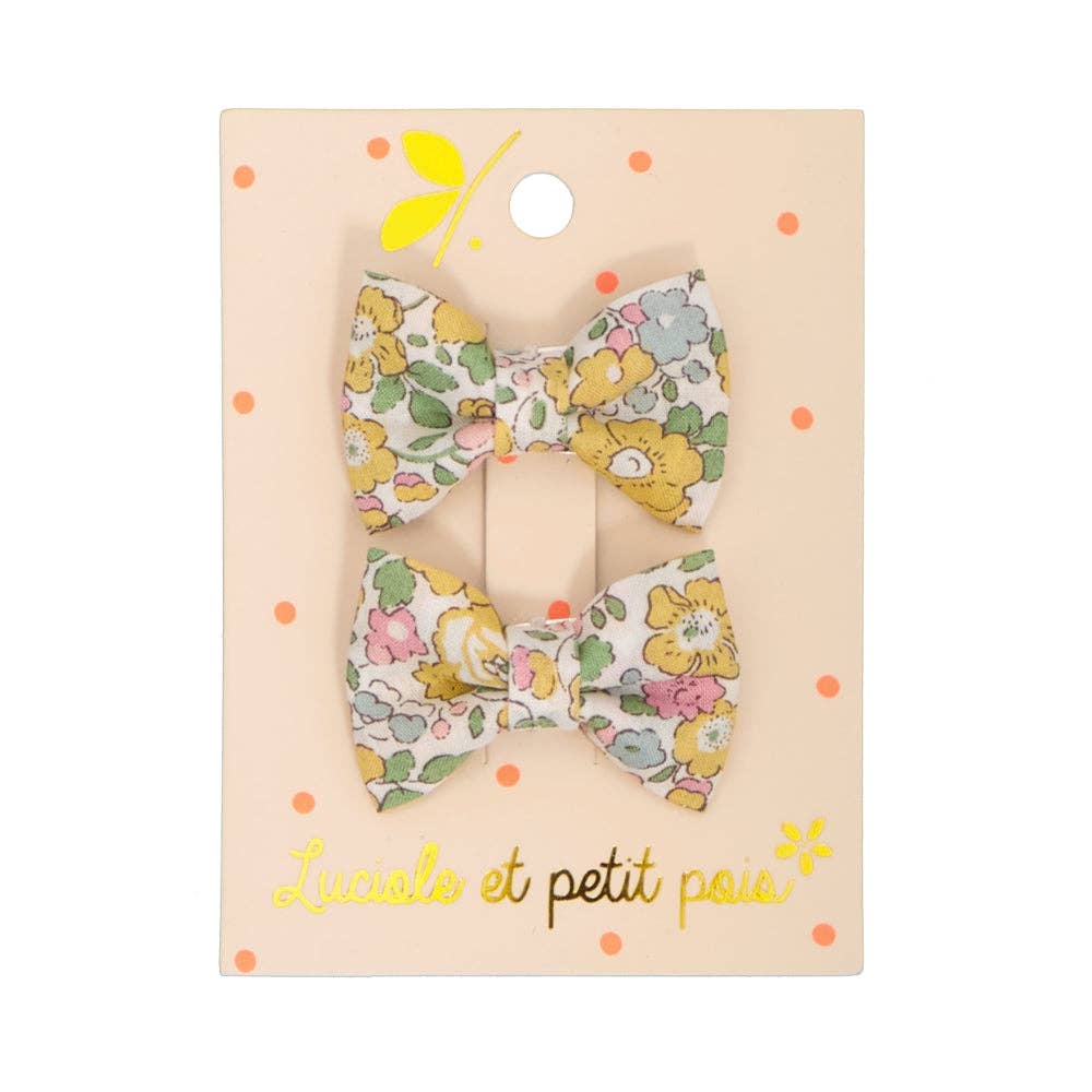 Mini clip a forma di farfalla - Liberty Betsy Ann Lemon (coppia)