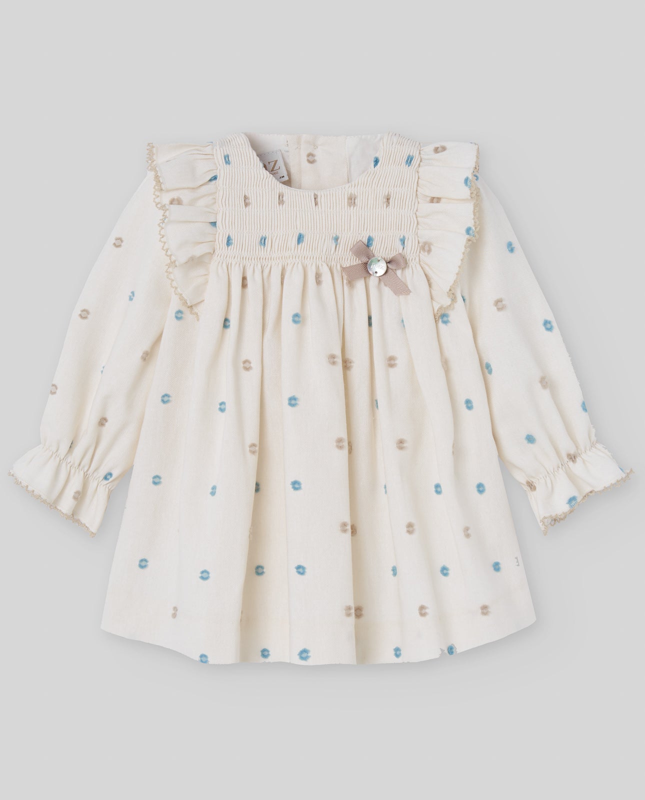 AW 25 Abito panna con ricamo e fiocco 004-153064