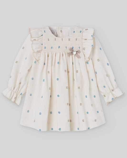 AW 25 Abito panna con ricamo e fiocco 004-153064