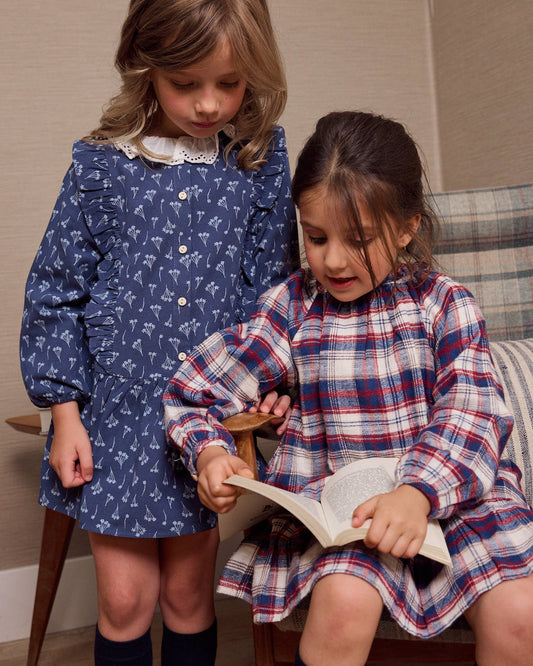 Abito in flanella scozzese blu e bordeaux 11410081-5