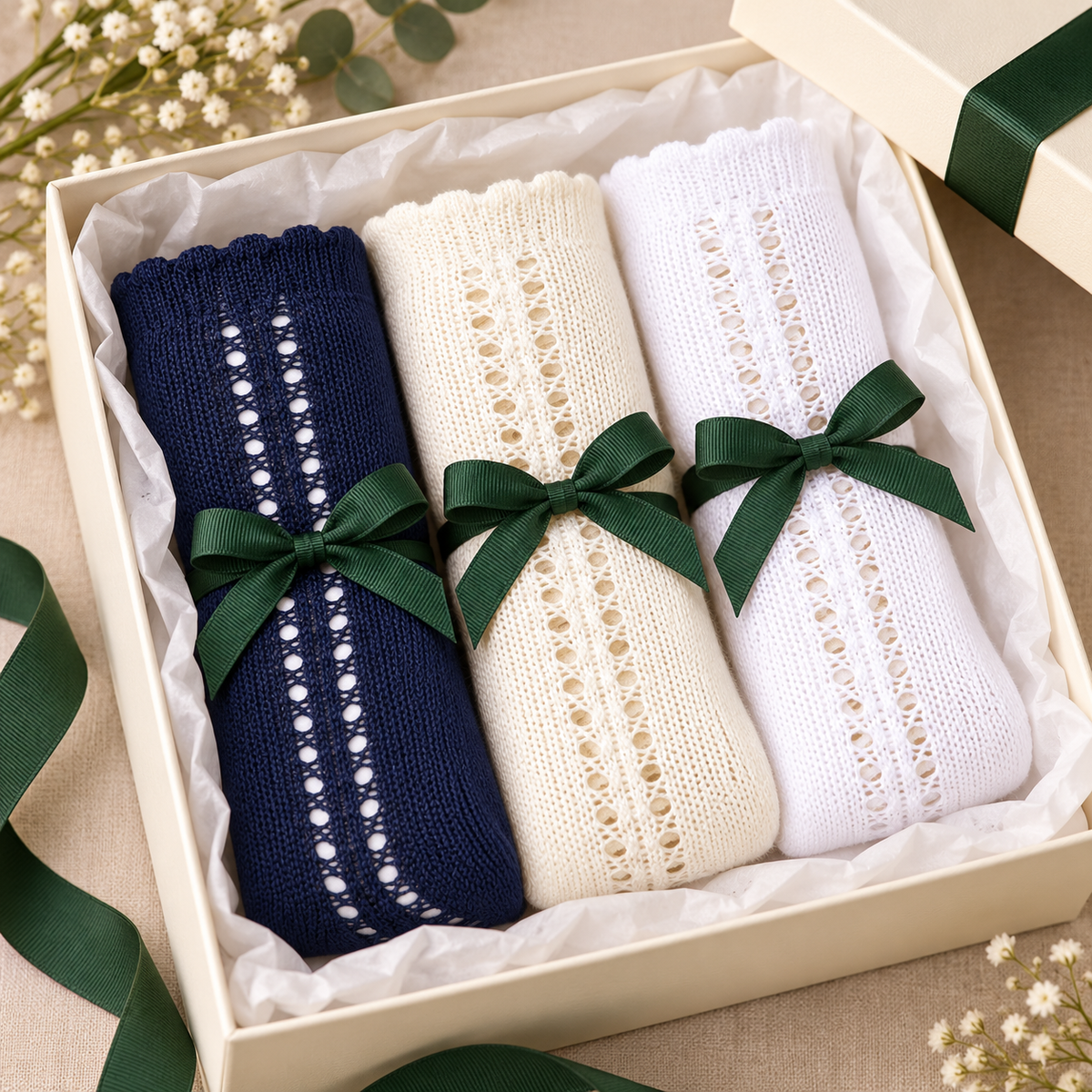 AI26/27 2569-2 Calze Lunghe Traforate Bambina in Cotone – Cóndor | Made in Spain