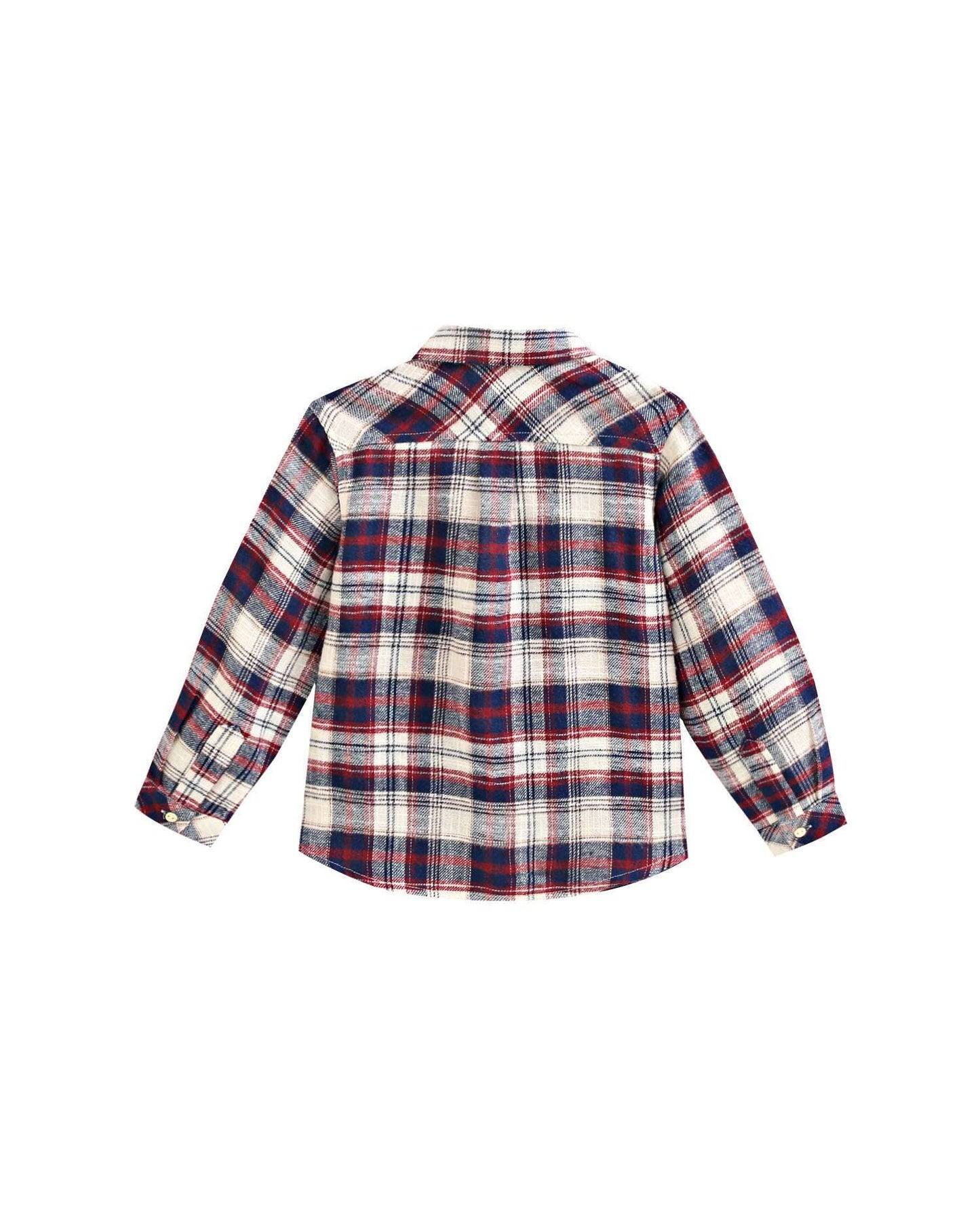 Camicia in flanella per ragazzi in tartan blu-bordeaux