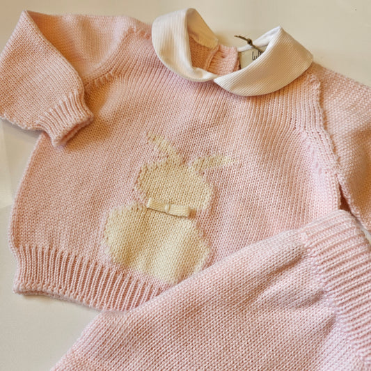 Set Maglioncino e Pantaloni in Maglia con Orsetto