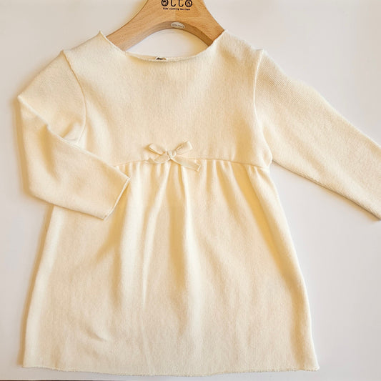 AW Vestitino in Caldo Cotone Avorio per Bambina – Made in Italy