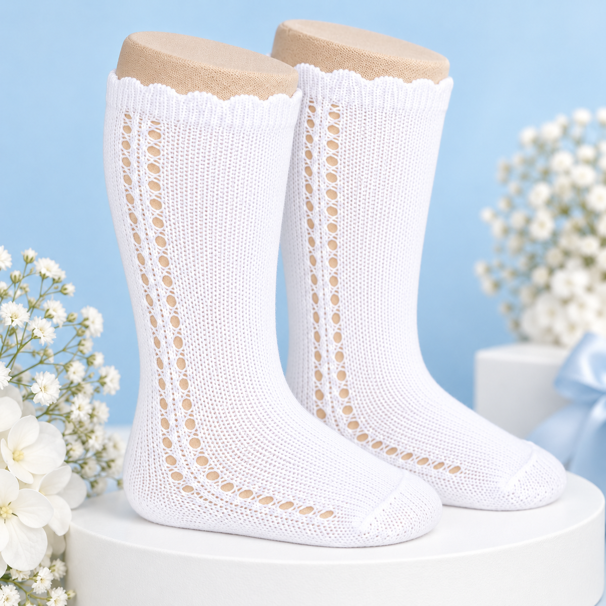 AI26/27 2569-2 Calze Lunghe Traforate Bambina in Cotone – Cóndor | Made in Spain