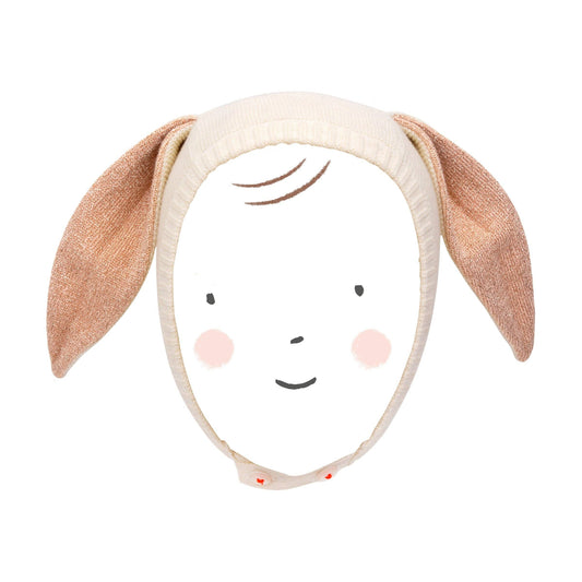 Cappellino da neonato con coniglietto scintillante pesca
