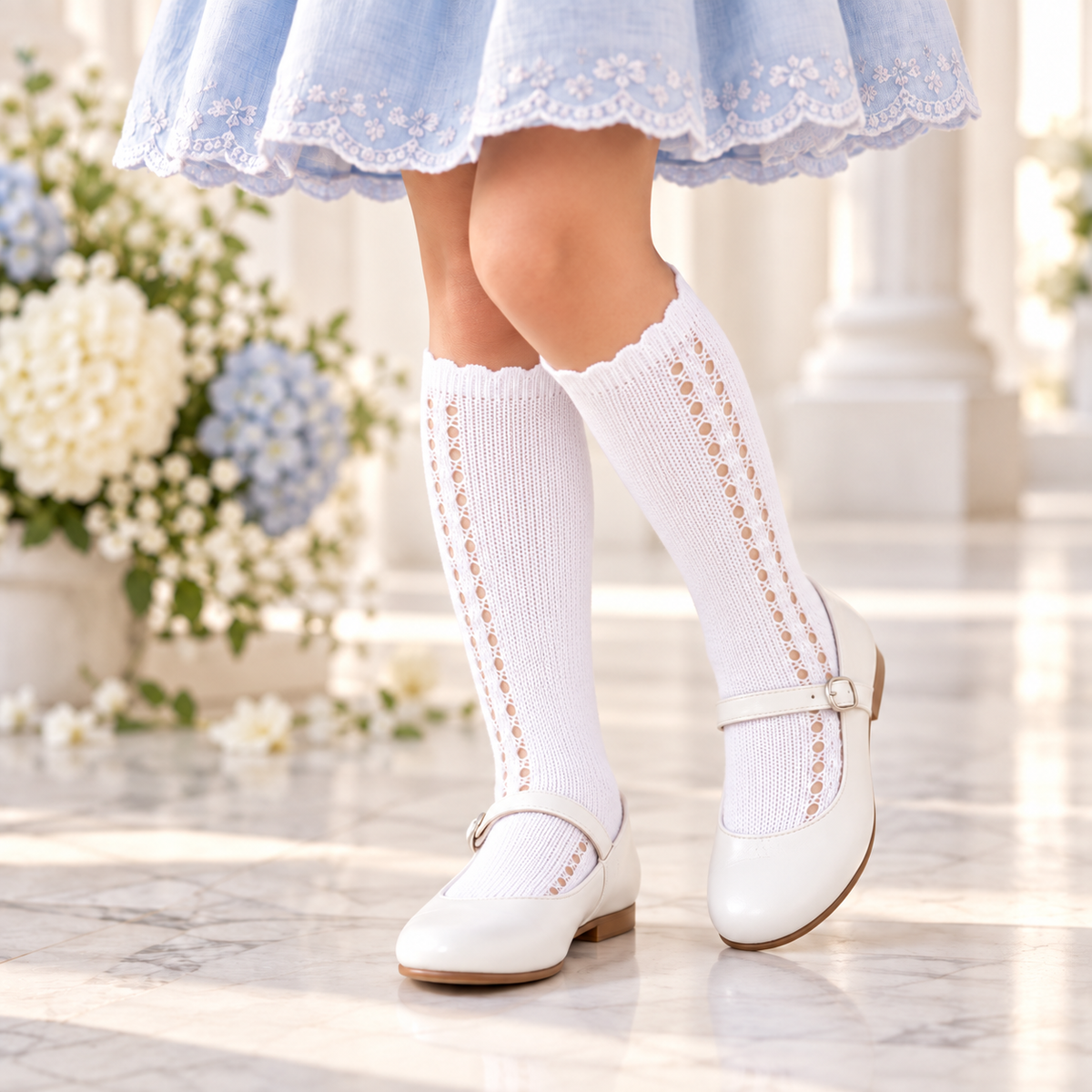 AI26/27 2569-2 Calze Lunghe Traforate Bambina in Cotone – Cóndor | Made in Spain