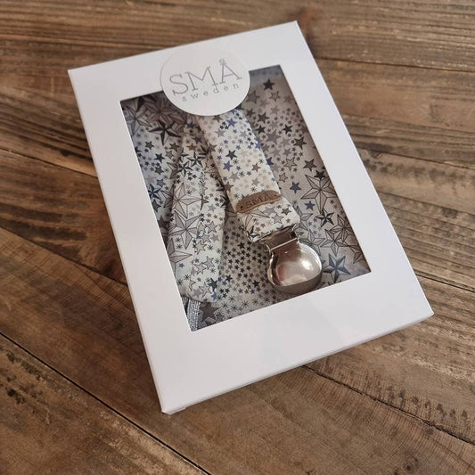 Confezione regalo Liberty - bavaglino e clip per ciuccio