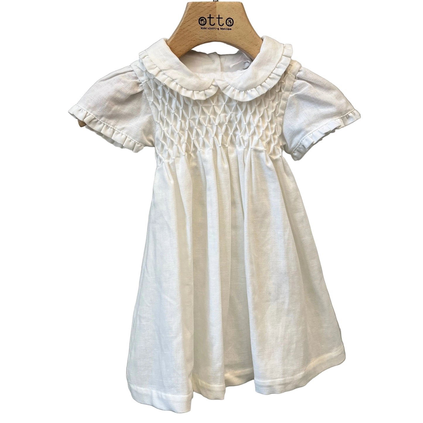 Abitino lino bianco punto smock✅