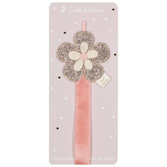 Porta fermagli da parete - Fiore retrò (rosa)