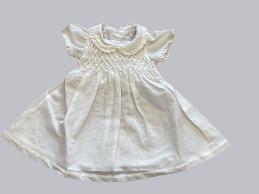 Abitino lino bianco punto smock
