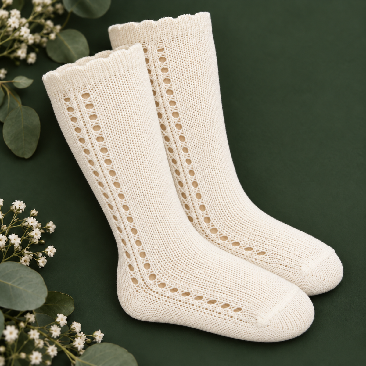 AI26/27 2569-2 Calze Lunghe Traforate Bambina in Cotone – Cóndor | Made in Spain