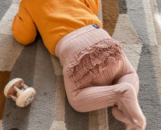 COLOMBE  Collant a costine con culotte e pizzo