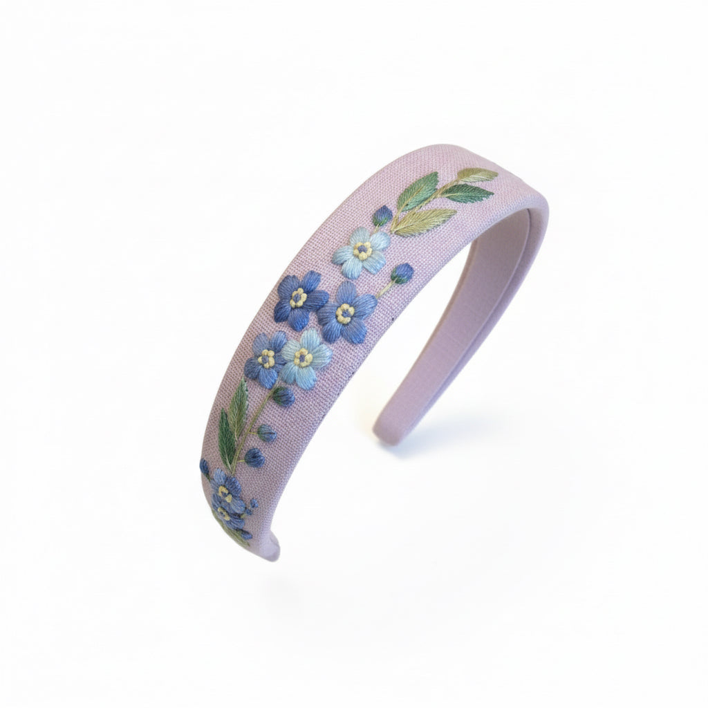 Cerchietto Floreale Ricamata a Mano – 100% Lino
