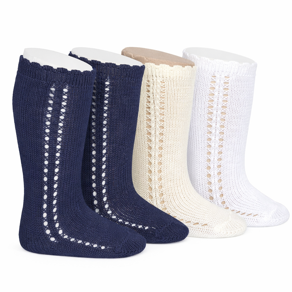 🎀SS26 2569-2 Calze Lunghe Traforate Bambina in Cotone – Cóndor | Made in Spain