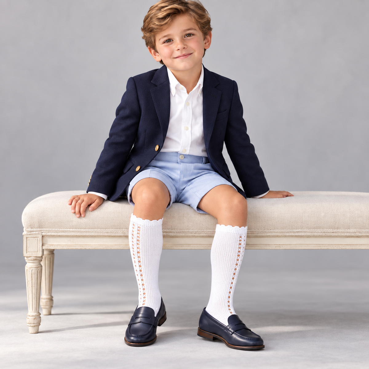 AI26/27 2569-2 Calze Lunghe Traforate Bambina in Cotone – Cóndor | Made in Spain