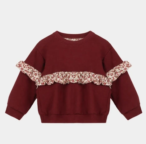 🐡Felpa Rouche Bambina Cotone  FLP-FL-7 P.R
