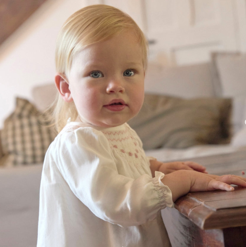 Set Completo Smock con Bloomer – Ricamo Rosa B7014 B720 Tartaleta