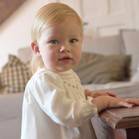 Set Completo Smock con Bloomer – Ricamo Rosa B7014 B720 Tartaleta