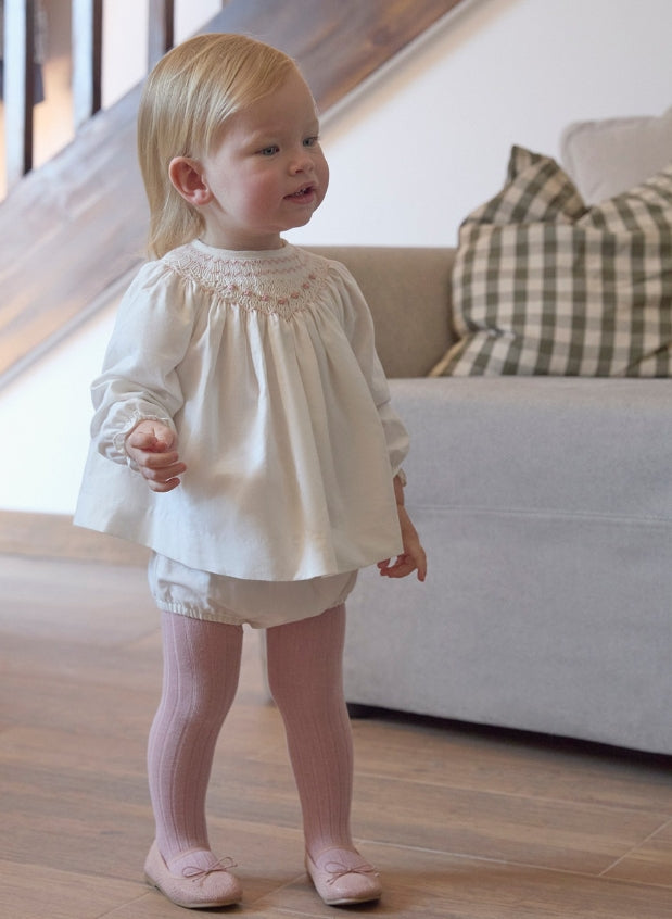 Set Completo Smock con Bloomer – Ricamo Rosa B7014 B720 Tartaleta