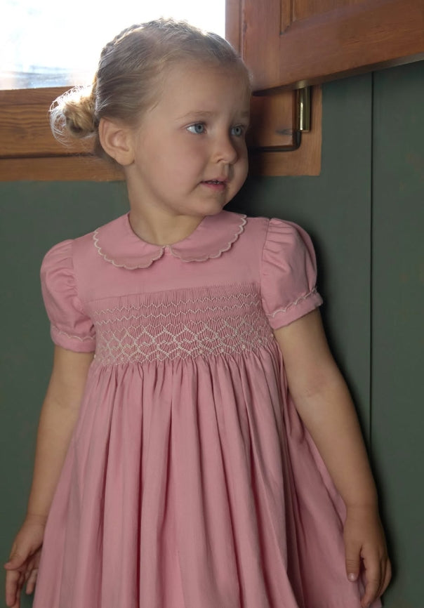 Abito Smock Rosa con Colletto Peter Pan B7211 B721 Tartaleta