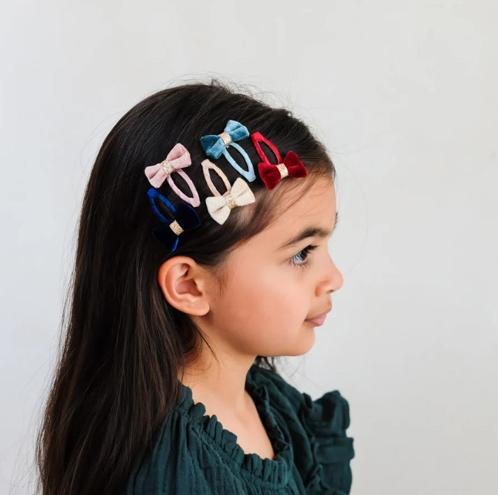 🎀 AI26/27 Tinkerbell velvet bow mini hair clips M.L