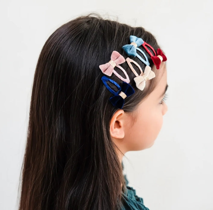 🎀 AI26/27 Tinkerbell velvet bow mini hair clips M.L