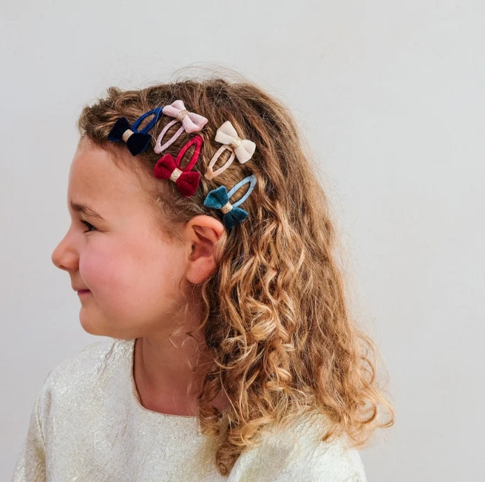 🎀 AI26/27 Tinkerbell velvet bow mini hair clips M.L
