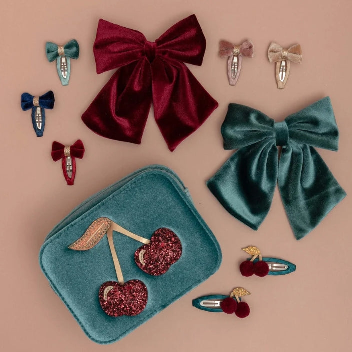 🎀 AI26/27 Tinkerbell velvet bow mini hair clips M.L