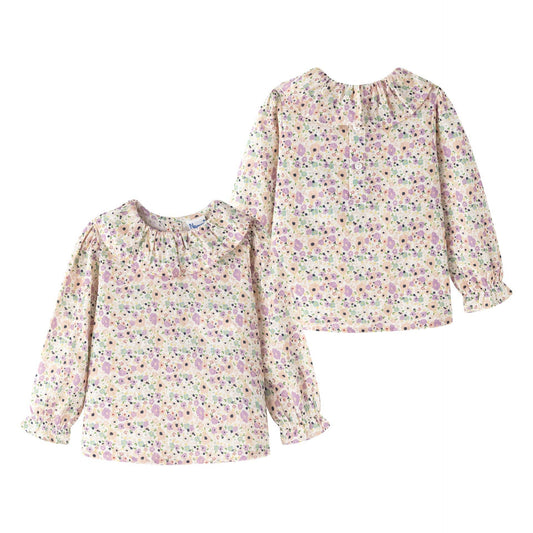 Blusa a maniche lunghe con colletto volant per neonata BGI95504