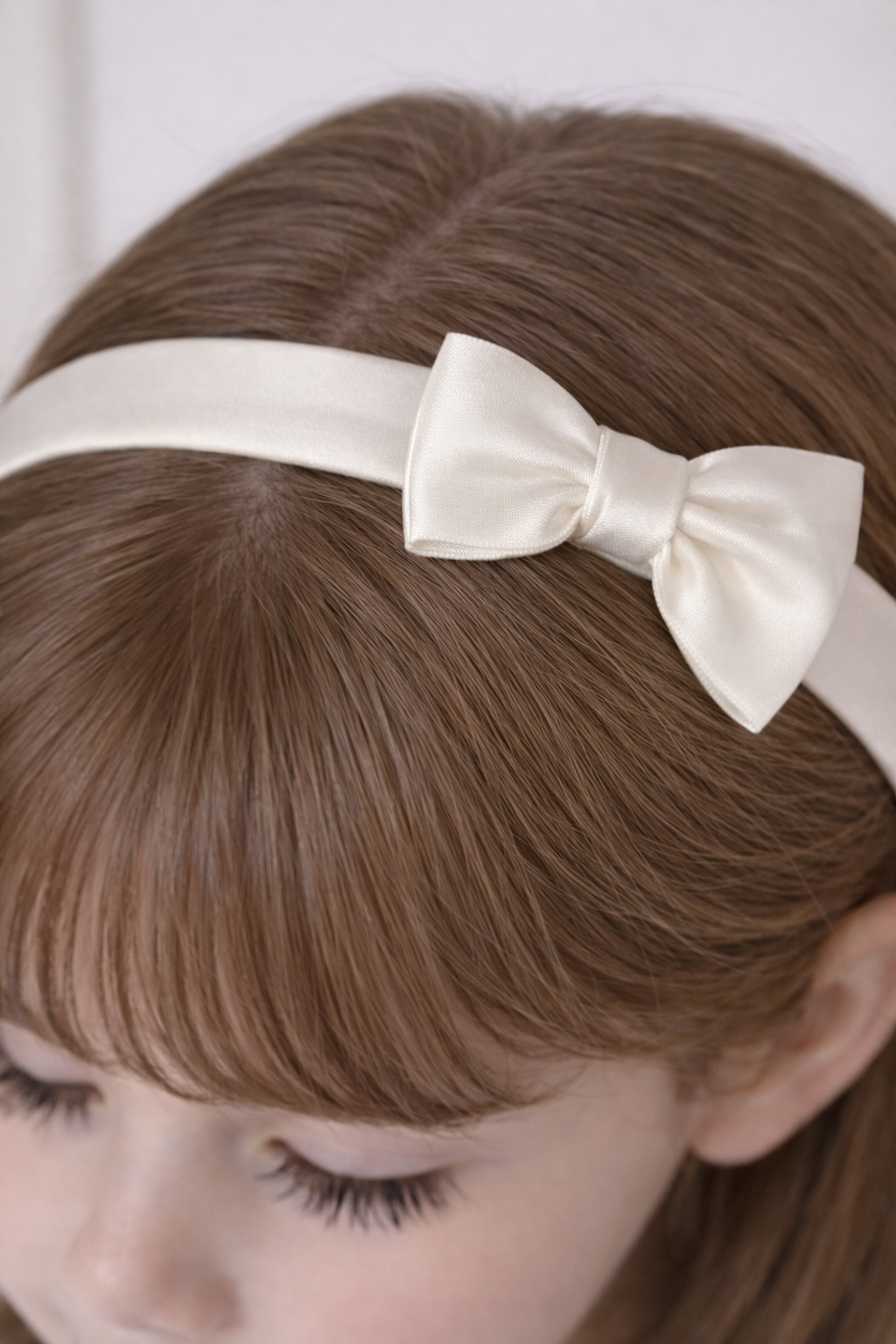 Cerchietto in raso per ragazze con fiocco, cerchietto elegante