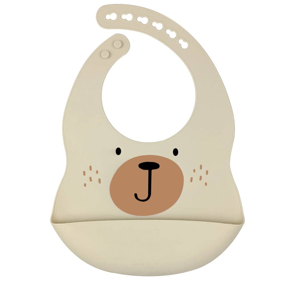 Bavaglino in silicone con vassoio per orsi - Beige