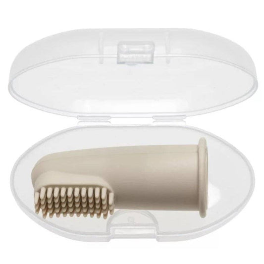 Spazzolino da dito in silicone con custodia - Beige