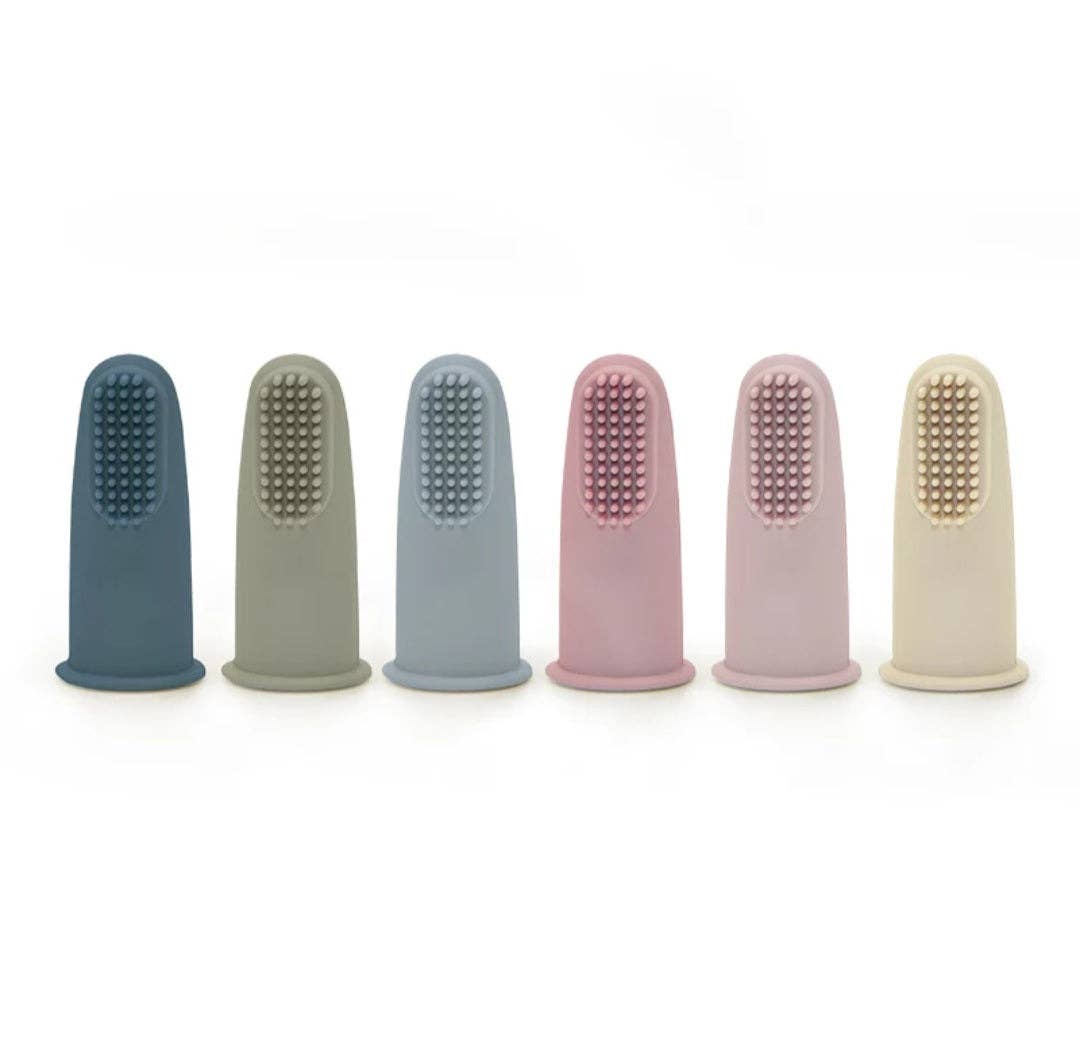 Spazzolino da dito in silicone con custodia - Soft Pink