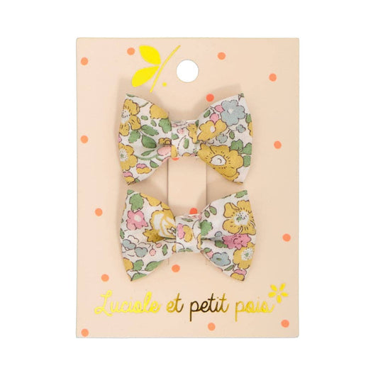 Mini clip a forma di farfalla - Liberty Betsy Ann Lemon (coppia)